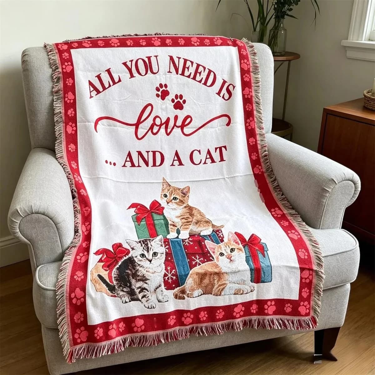 Coperta Decorativa con Gatto Cartoon per Divano Singolo