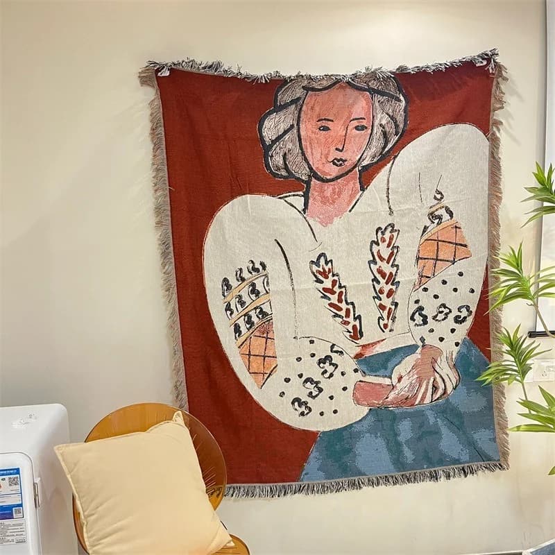 Arazzo da Parete in Stile Matisse in Misto Cotone per Divano e Letto