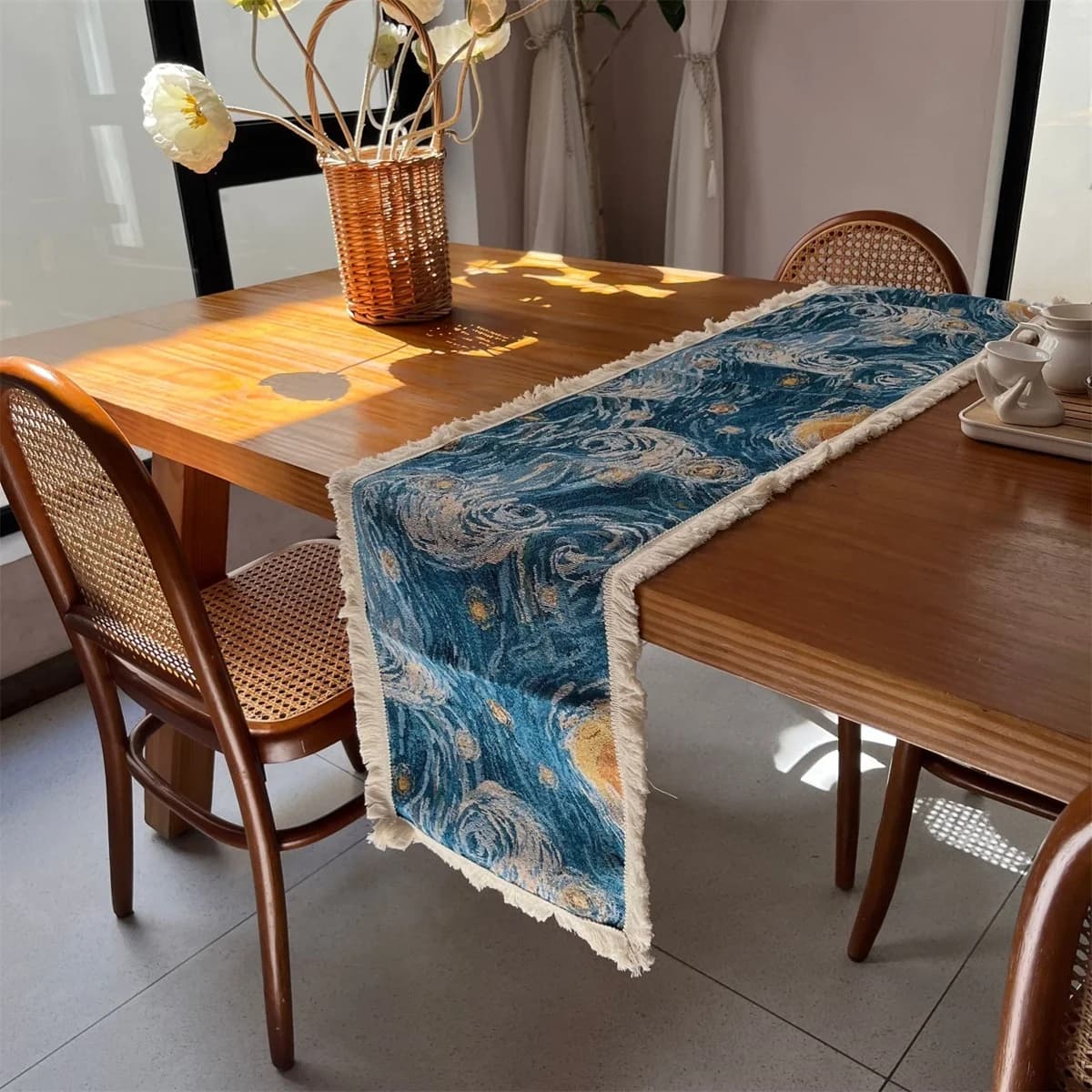 Runner e Tovaglia Decorativa Jacquard Notte Stellata