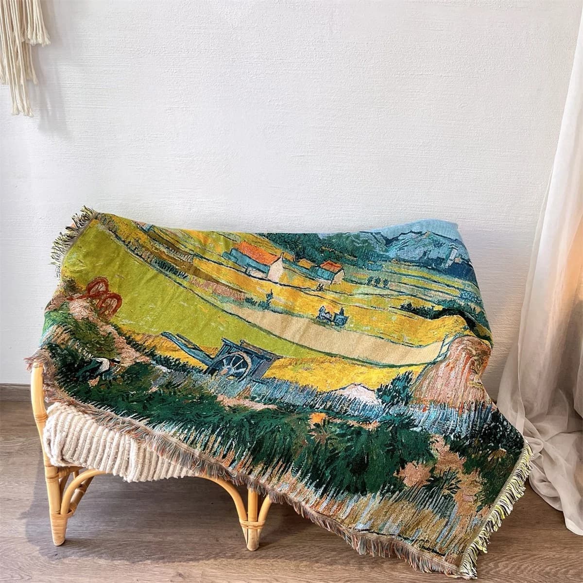 Coperta in maglia con stampa Van Gogh per divano