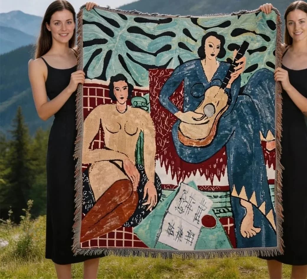 Coperta Arazzo Intrecciato in Stile Matisse per Decorazione Pareti