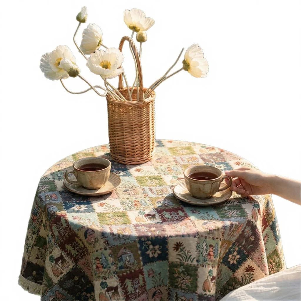 Runner Tavola Jacquard Stile Paese Rustico Decorazione Floreale Pittura ad Olio