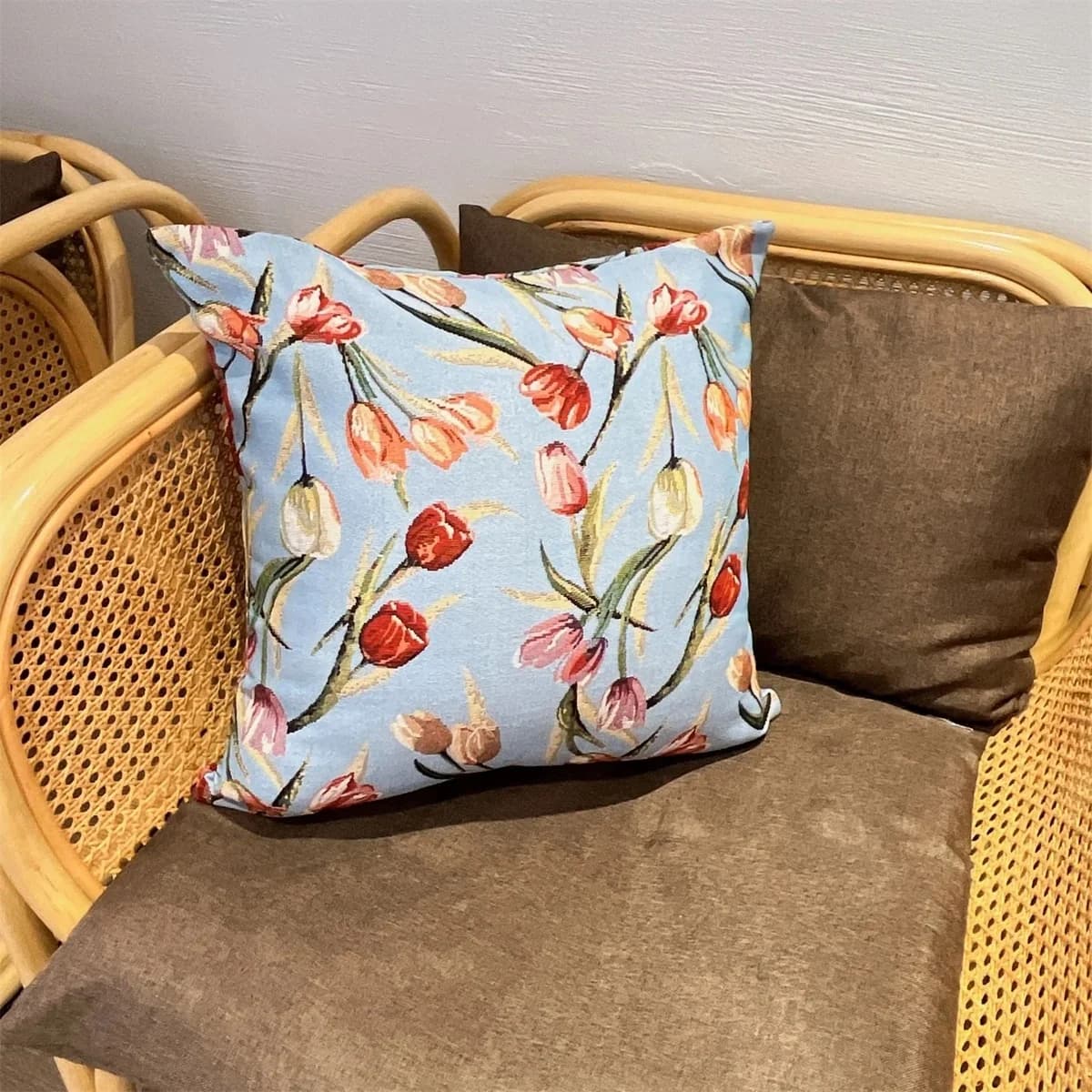 Federa Cuscino Jacquard Stile Country Americano per Divano