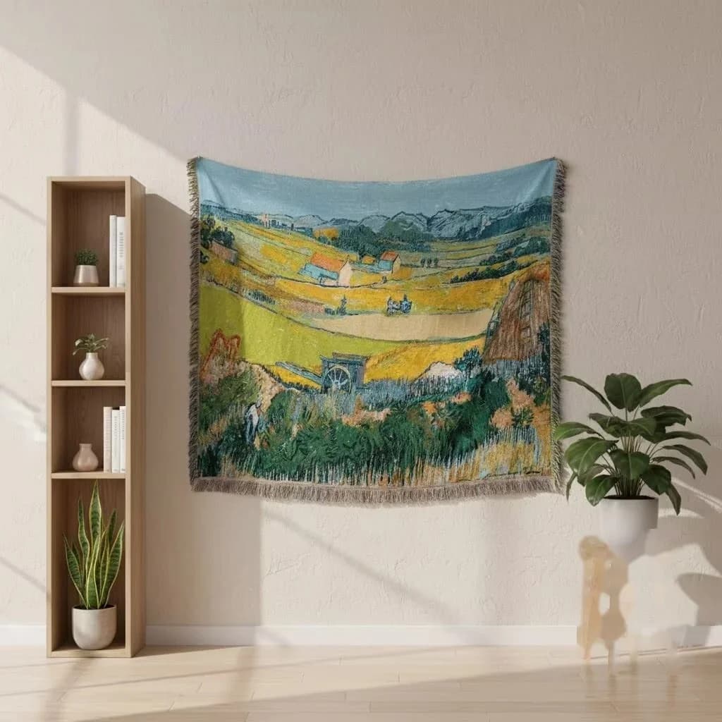 Coperta Tappeto Stile Van Gogh in Misto Cotone Arte da Parete e Divano
