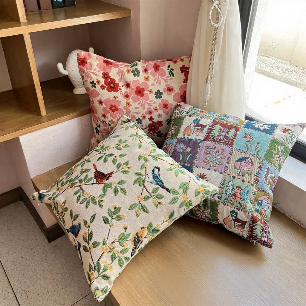 Federa Cuscino Jacquard Stile Country Americano per Divano