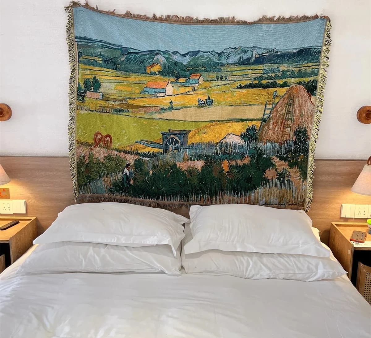 Coperta in maglia con stampa Van Gogh per divano