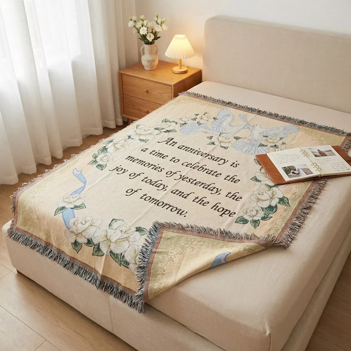 Coperta Bohémien in Misto Cotone con Frange per Divano