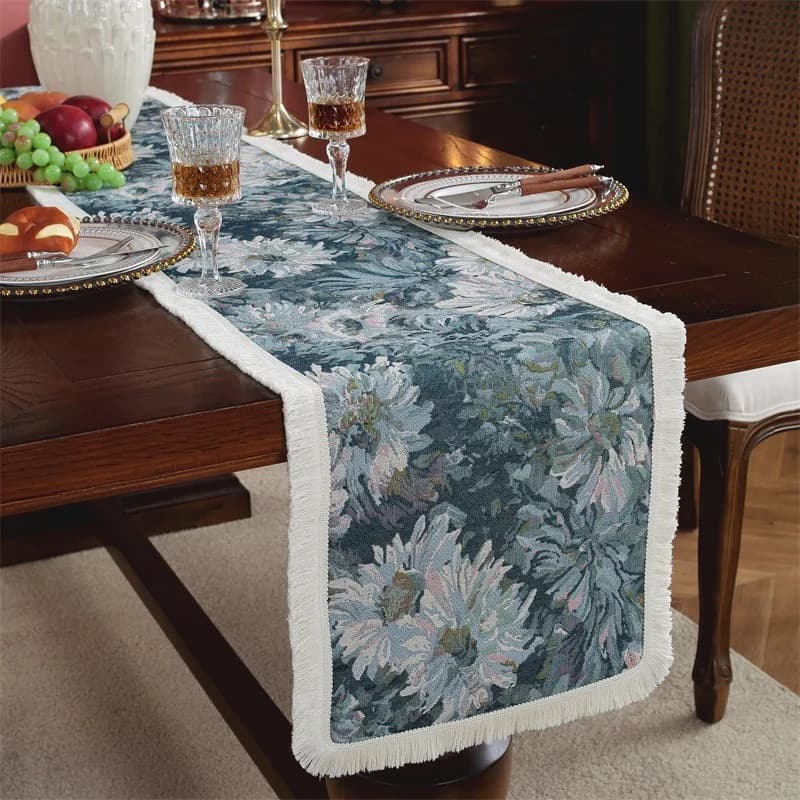 Runner da Tavolo Floreale Stile Dipinto a Olio Vintage per Tavolo da Pranzo e Mobile TV