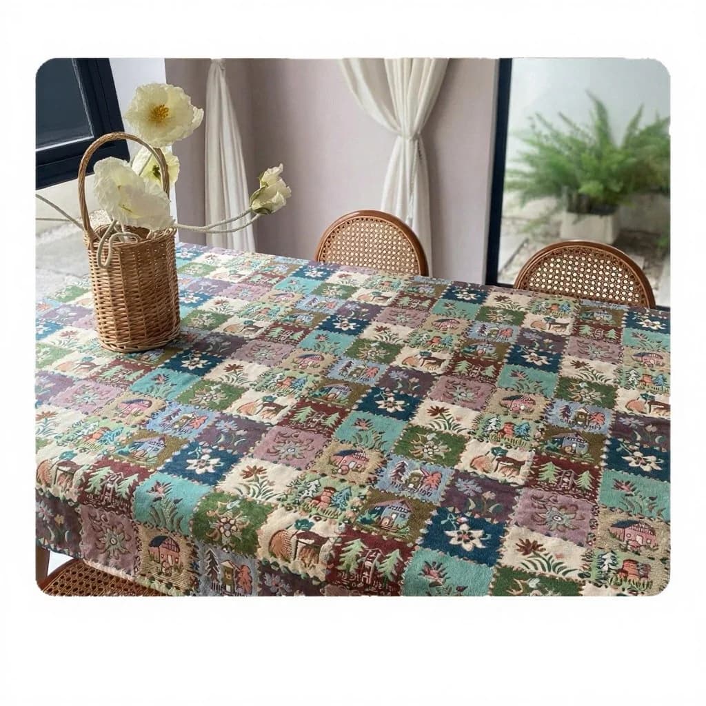 Runner da Tavolo Jacquard Stile Country Americano con Motivo Floreale