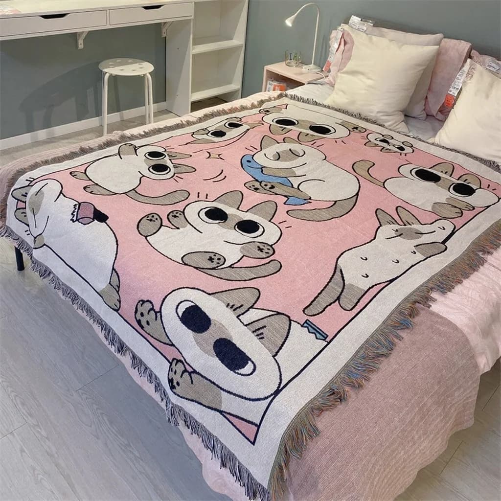 Coperta Divano Gatto Rosa Cartoon per Poltrona