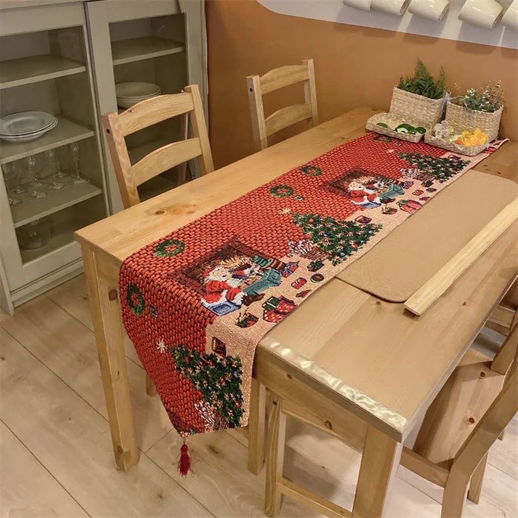Runner da Tavola Natalizio in Misto Cotone Decorativo per Pranzo