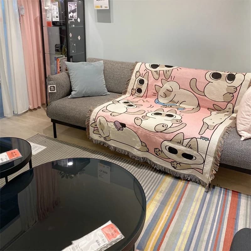 Coperta Divano Gatto Rosa Cartoon per Poltrona