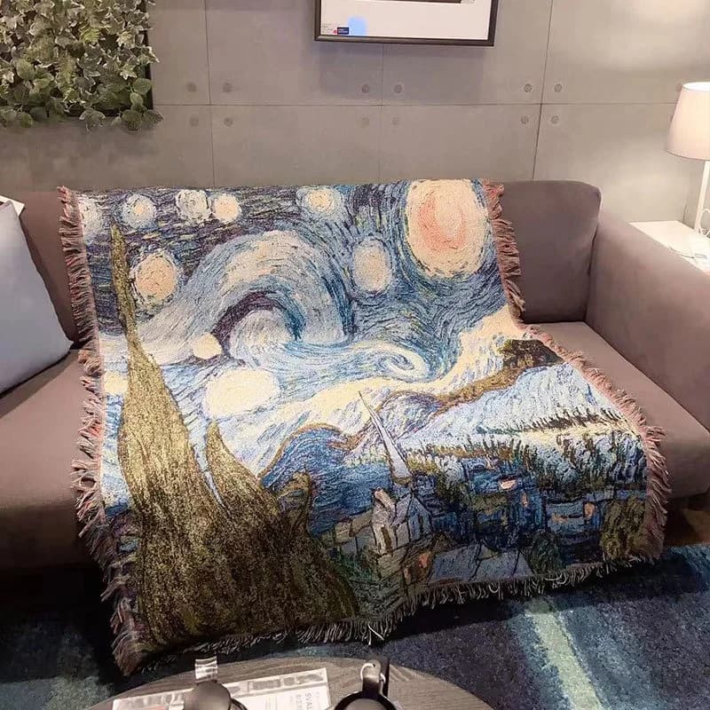 Coperta Divano Notte Stellata Van Gogh Misto Cotone Decorativa