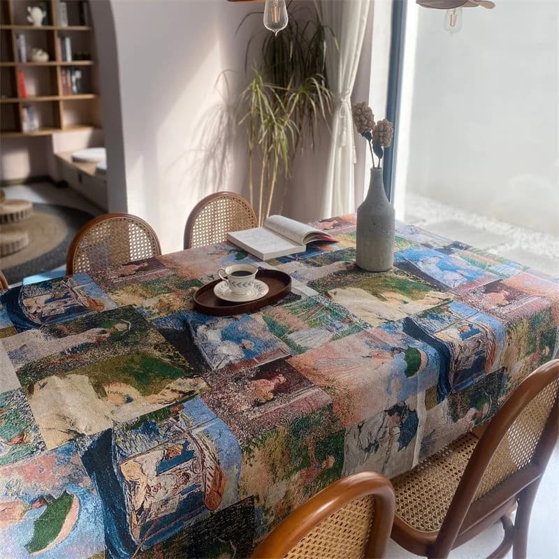 Tovaglia Rettangolare in Misto Poliestere e Cotone per Pranzo, Scrivania e Giardino