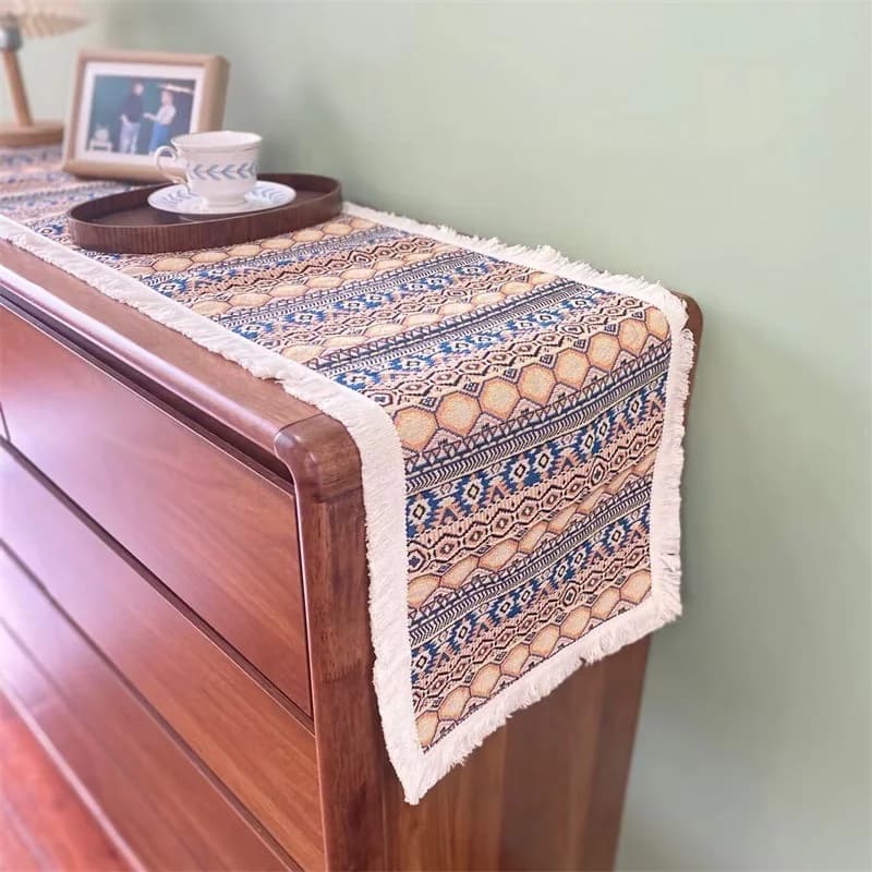 Runner da Tavola Stile Marocchino Motivo Geometrico Astratto