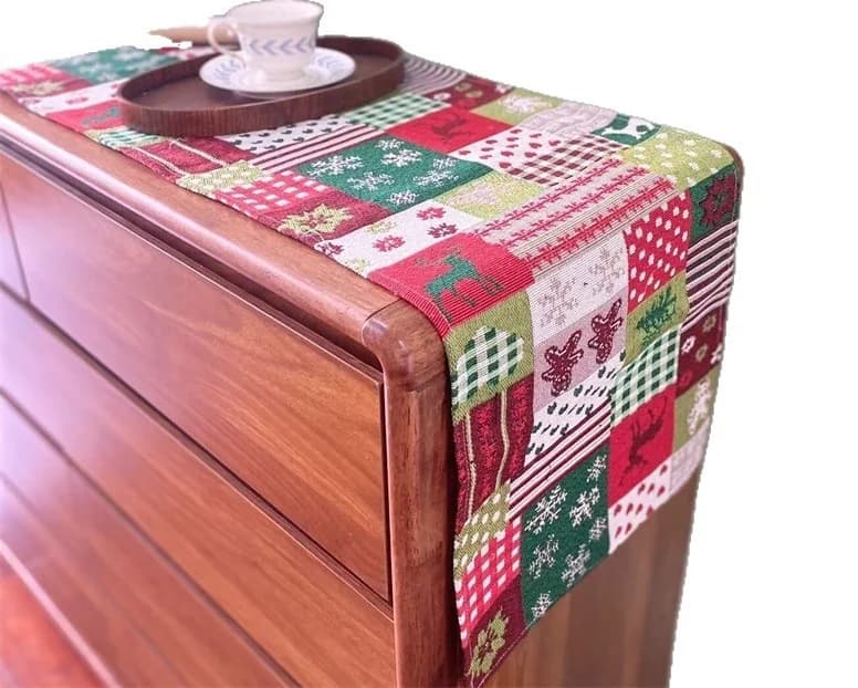 Runner da Tavolo Natalizio in Cotone e Lino Decorazione Festiva per Sala da Pranzo