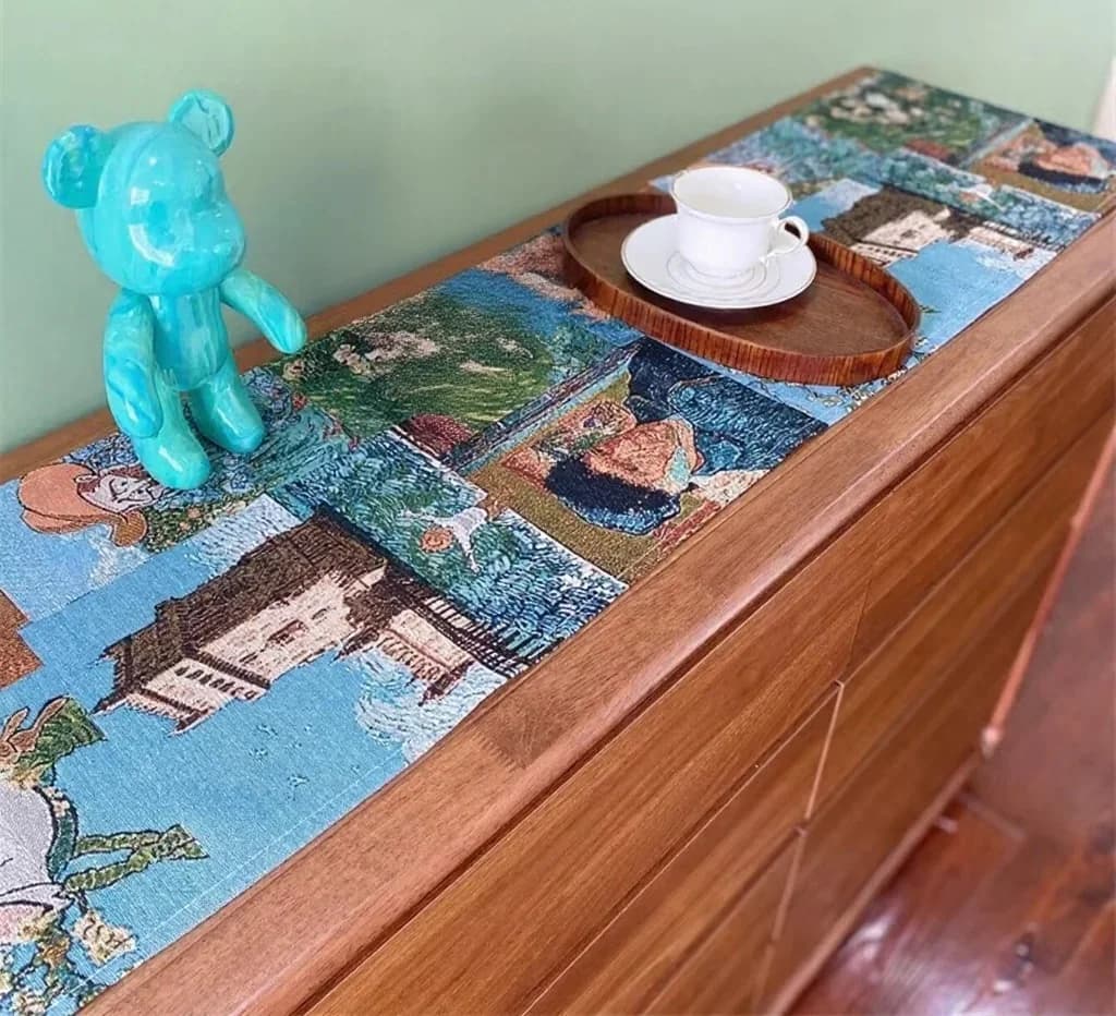 Runner da Tavolo Stile Van Gogh in Misto Cotone e Lino