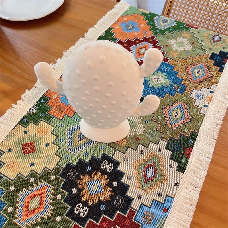 Runner da Tavola Bohemien Motivo Geometrico Cotone Poliestere