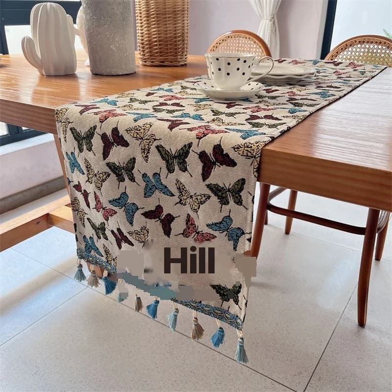 Runner da tavola stile americano in misto cotone con nappe