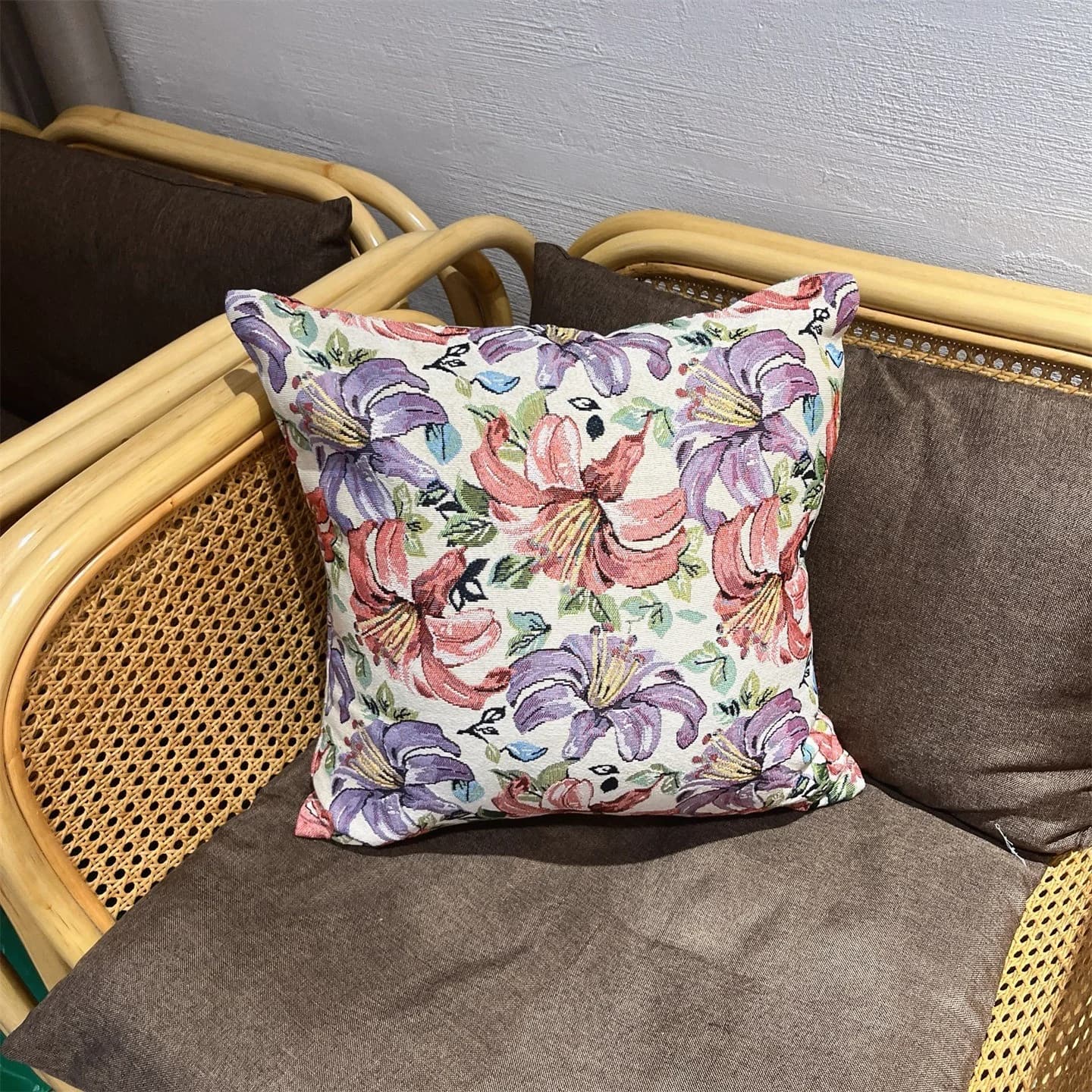 Federa Cuscino Jacquard Stile Country Americano per Divano