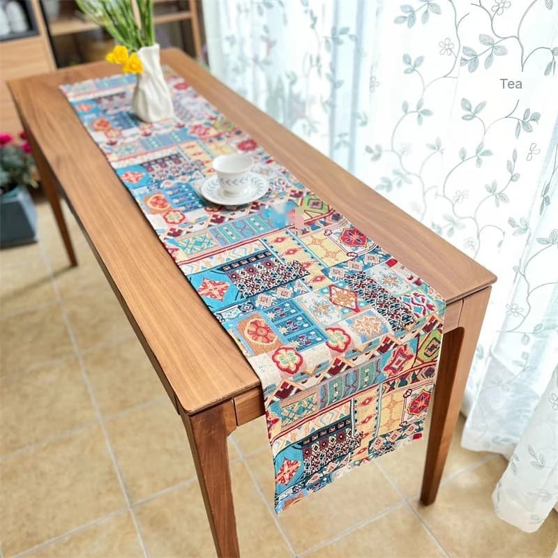 Runner da Tavola Bohémien Retro con Decorazione Floreale