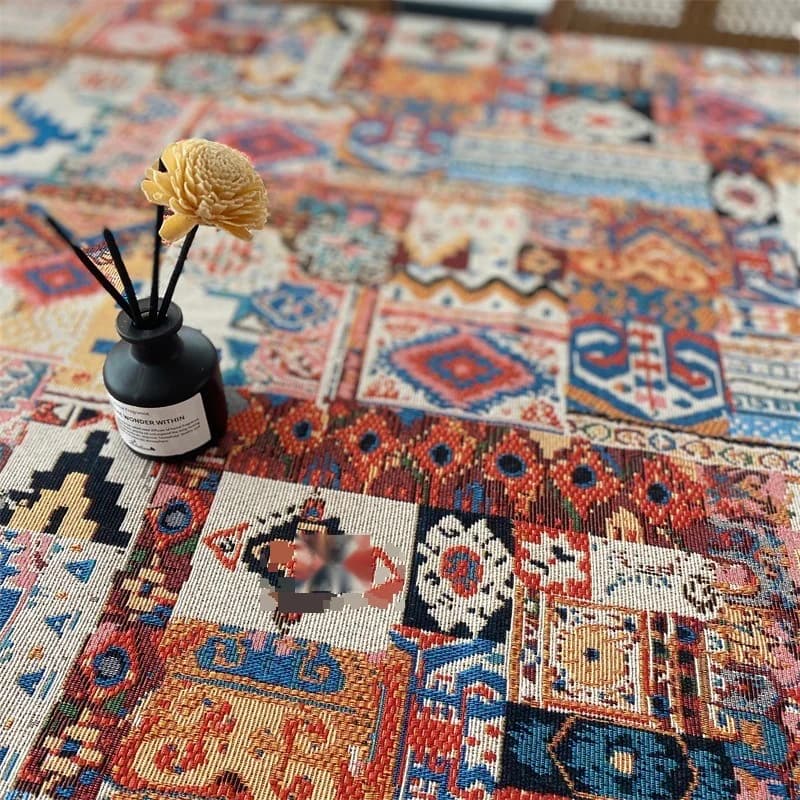 Tovaglia Jacquard Bohémien Retrò con Motivo Geometrico
