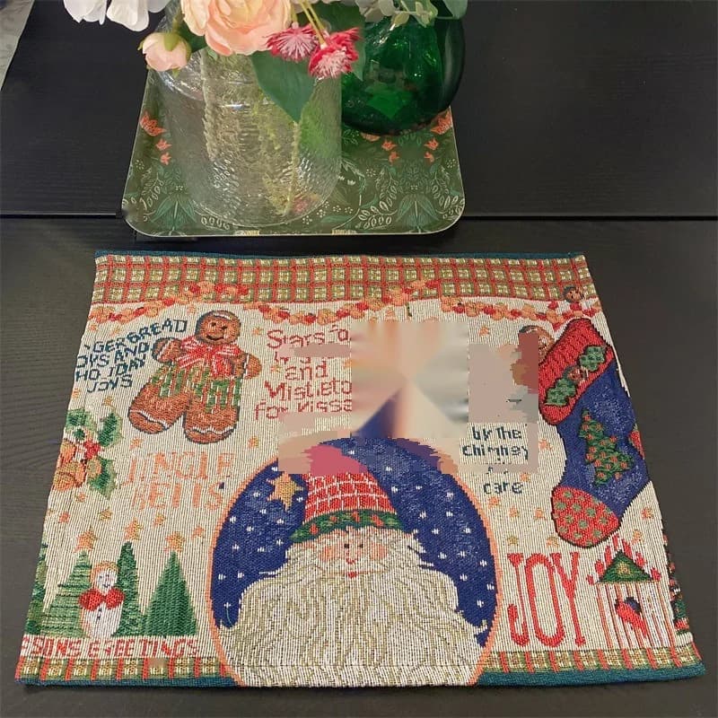 Runner da Tavolo Natalizio Decorazione Festiva in Tessuto Misto Cotone
