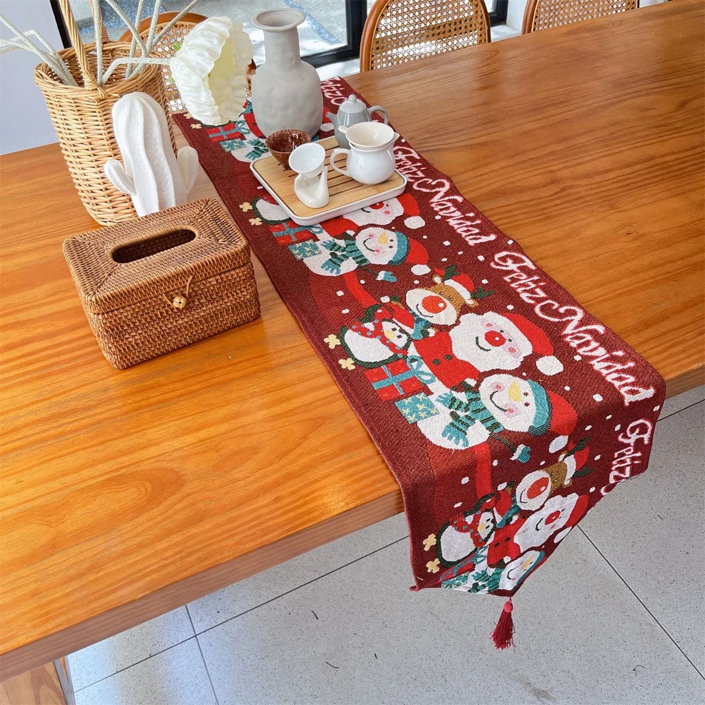 Runner da Tavolo Natalizio Decorazione Festiva per Pranzo