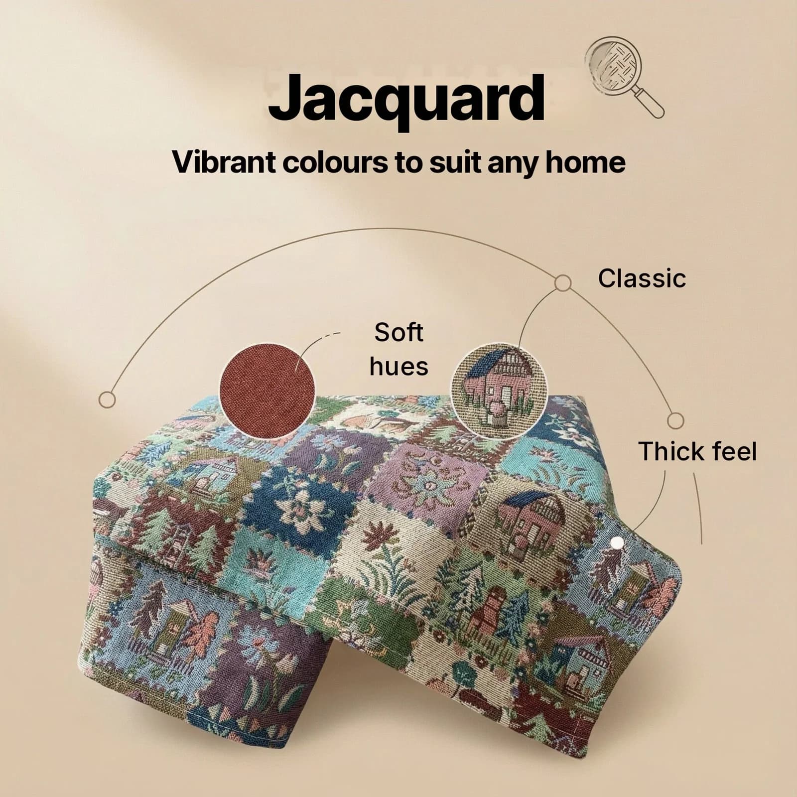 Runner da Tavolo Jacquard Stile Country Americano con Motivo Floreale