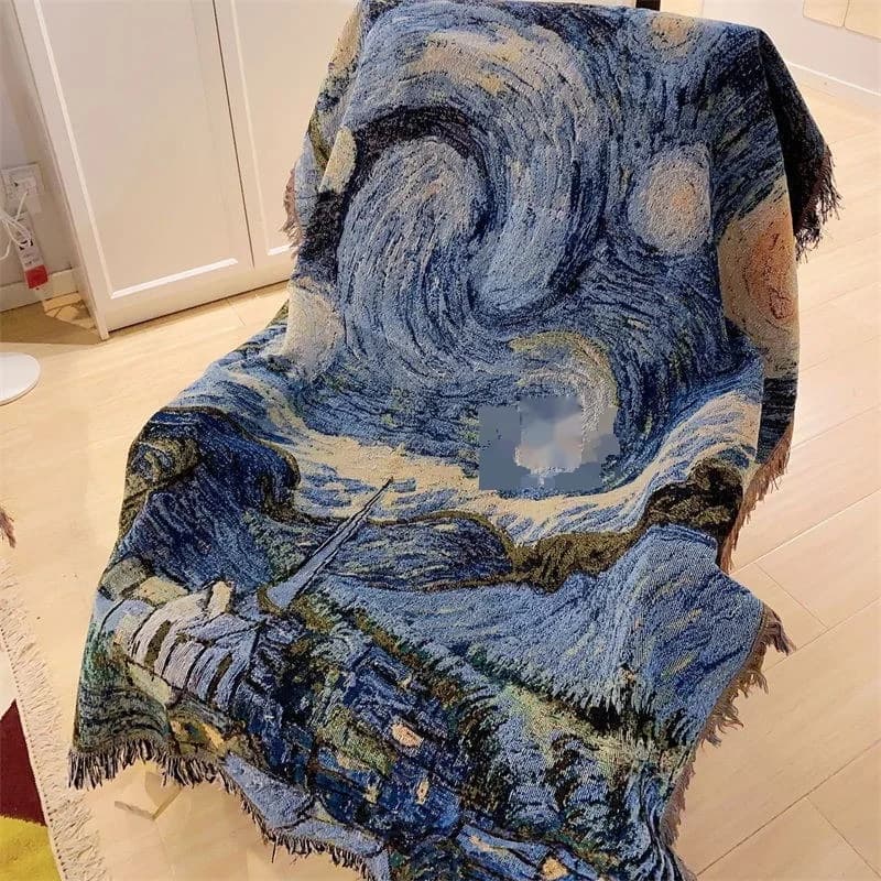Coperta Divano Notte Stellata Van Gogh Misto Cotone Decorativa