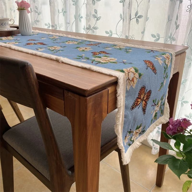 Runner da Tavola in Cotone e Lino Floreale per Arredo Sala da Pranzo