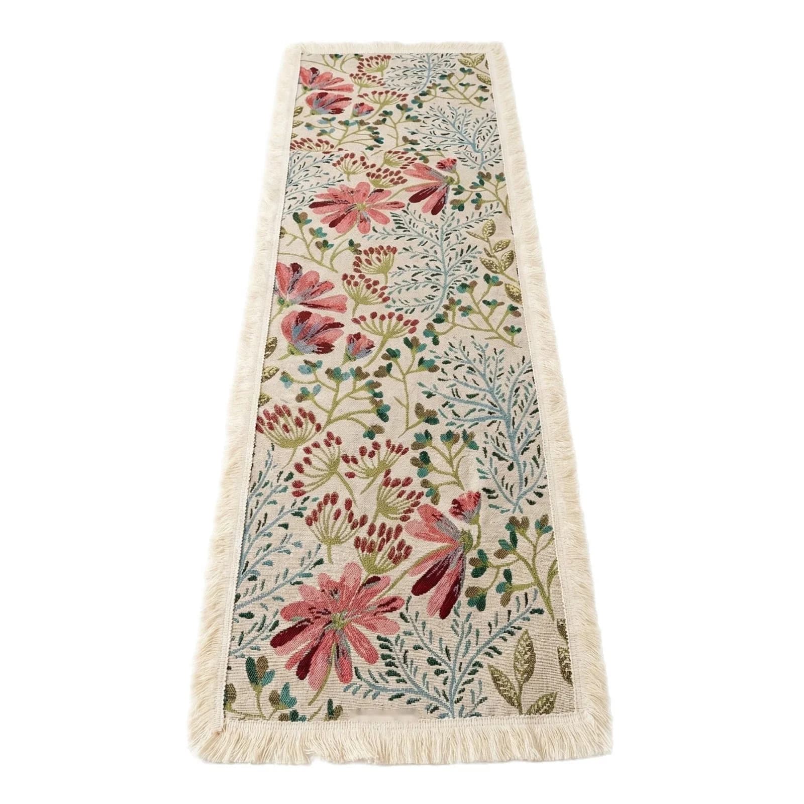 Runner da Tavolo Jacquard in Misto Cotone con Motivo Floreale per Arredo Sala da Pranzo