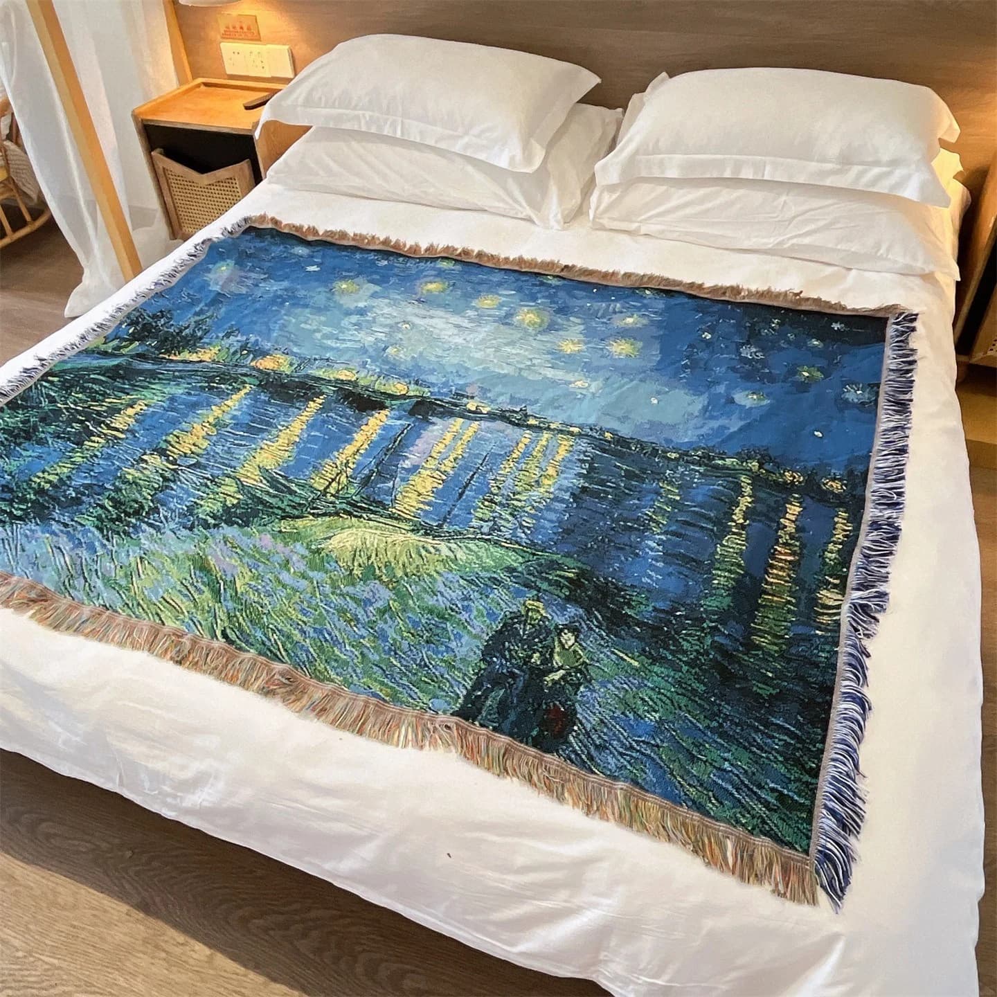Coperta Intrecciata Stile Van Gogh per Divano, Letto e Decorazione Parete 130x160cm
