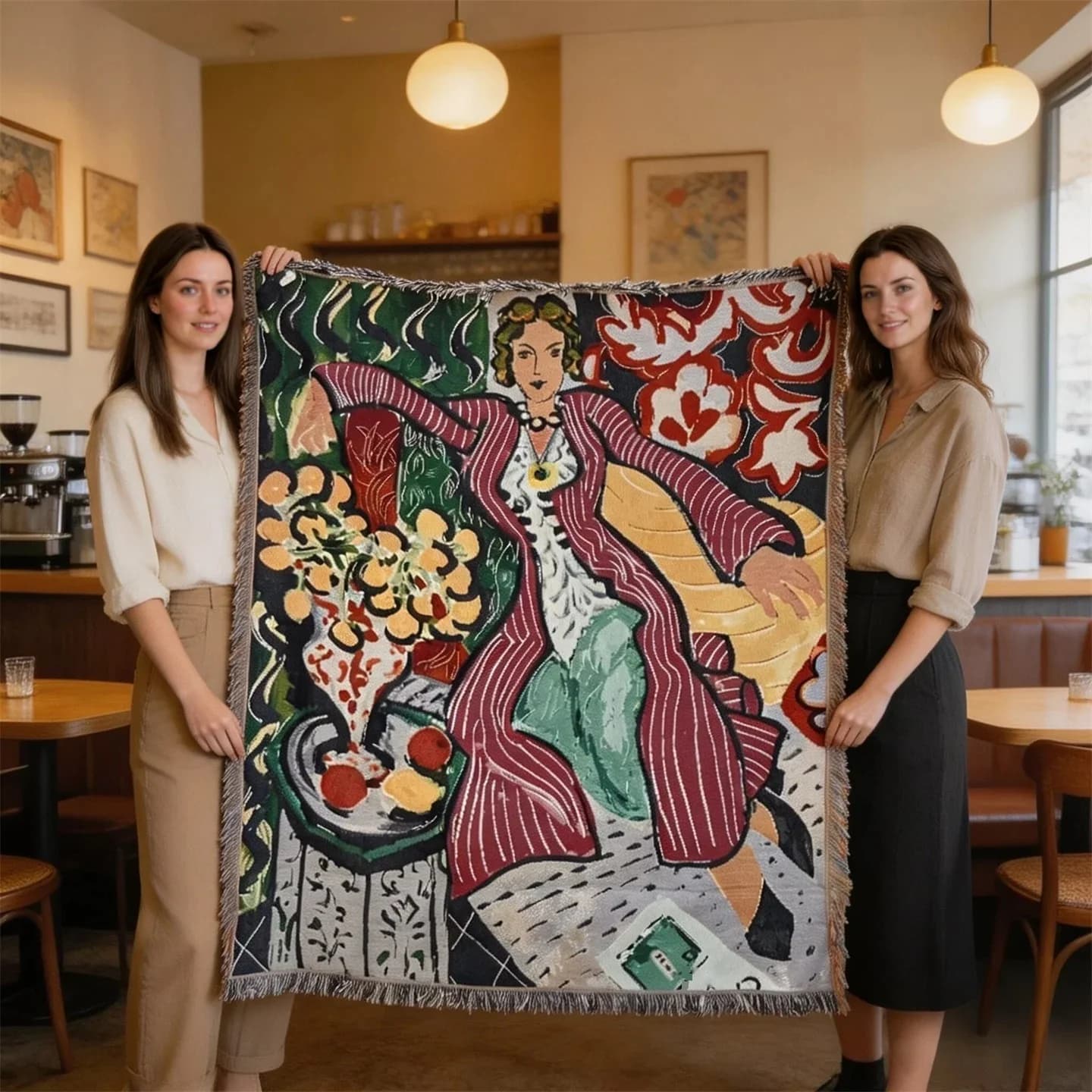 Coperta Arazzo Intrecciato in Stile Matisse per Decorazione Pareti