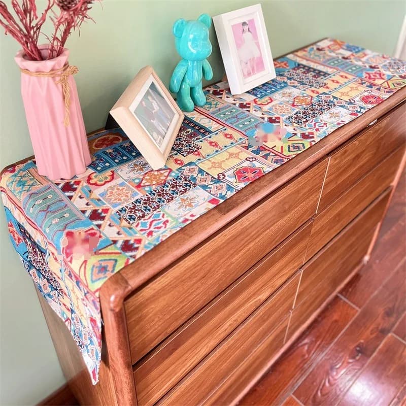 Runner da Tavola Bohémien Retro con Decorazione Floreale
