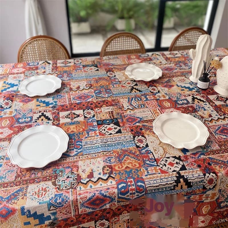Tovaglia Jacquard Bohémien Retrò con Motivo Geometrico