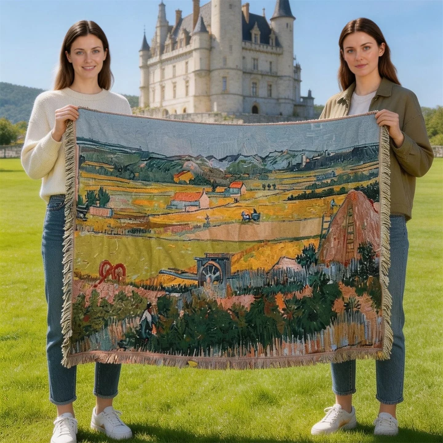 Coperta Tappeto Stile Van Gogh in Misto Cotone Arte da Parete e Divano