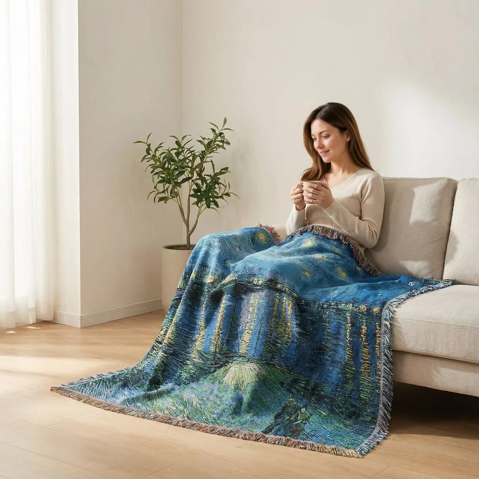 Coperta in Arazzo Stile Van Gogh per Divano