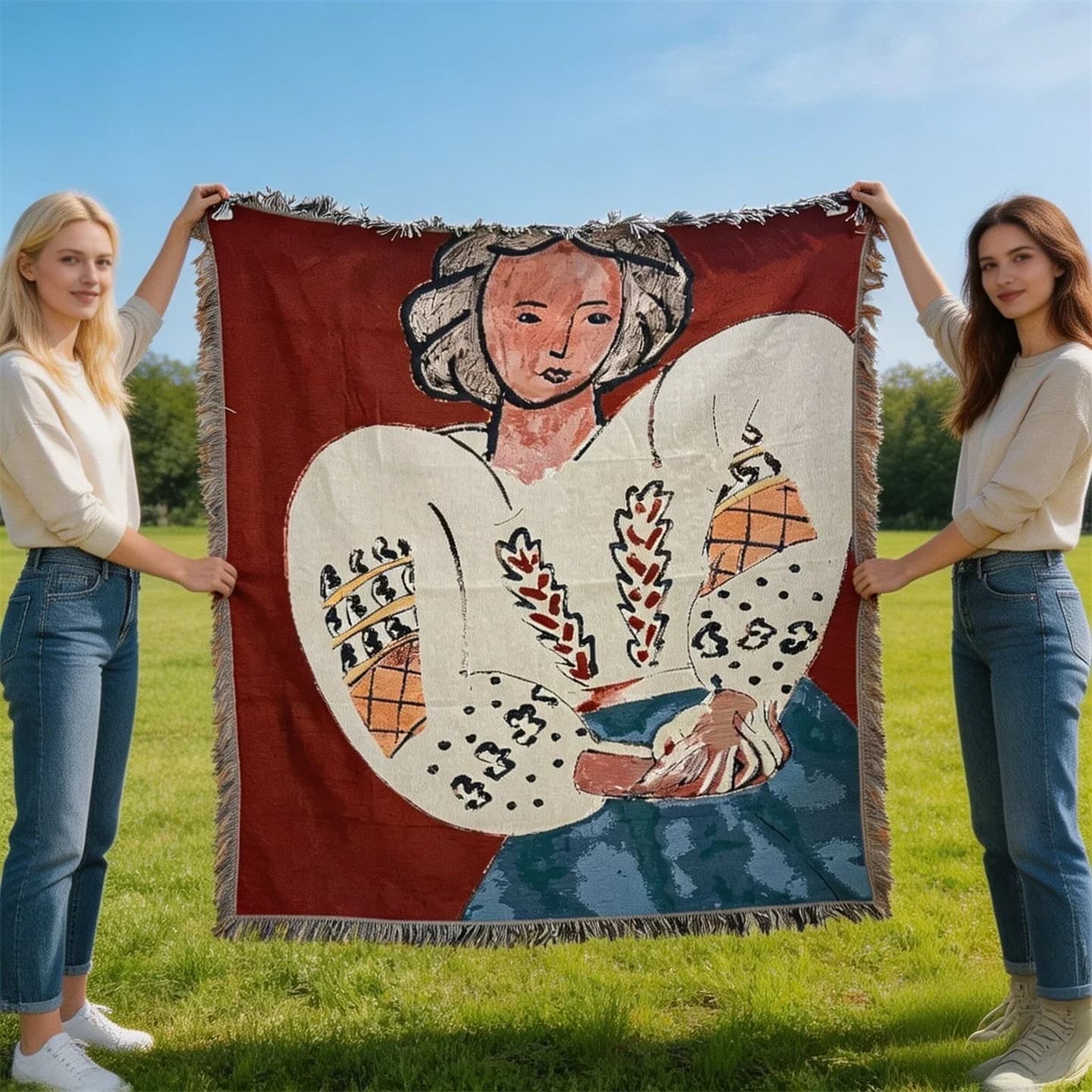 Coperta Arazzo Intrecciato in Stile Matisse per Decorazione Pareti