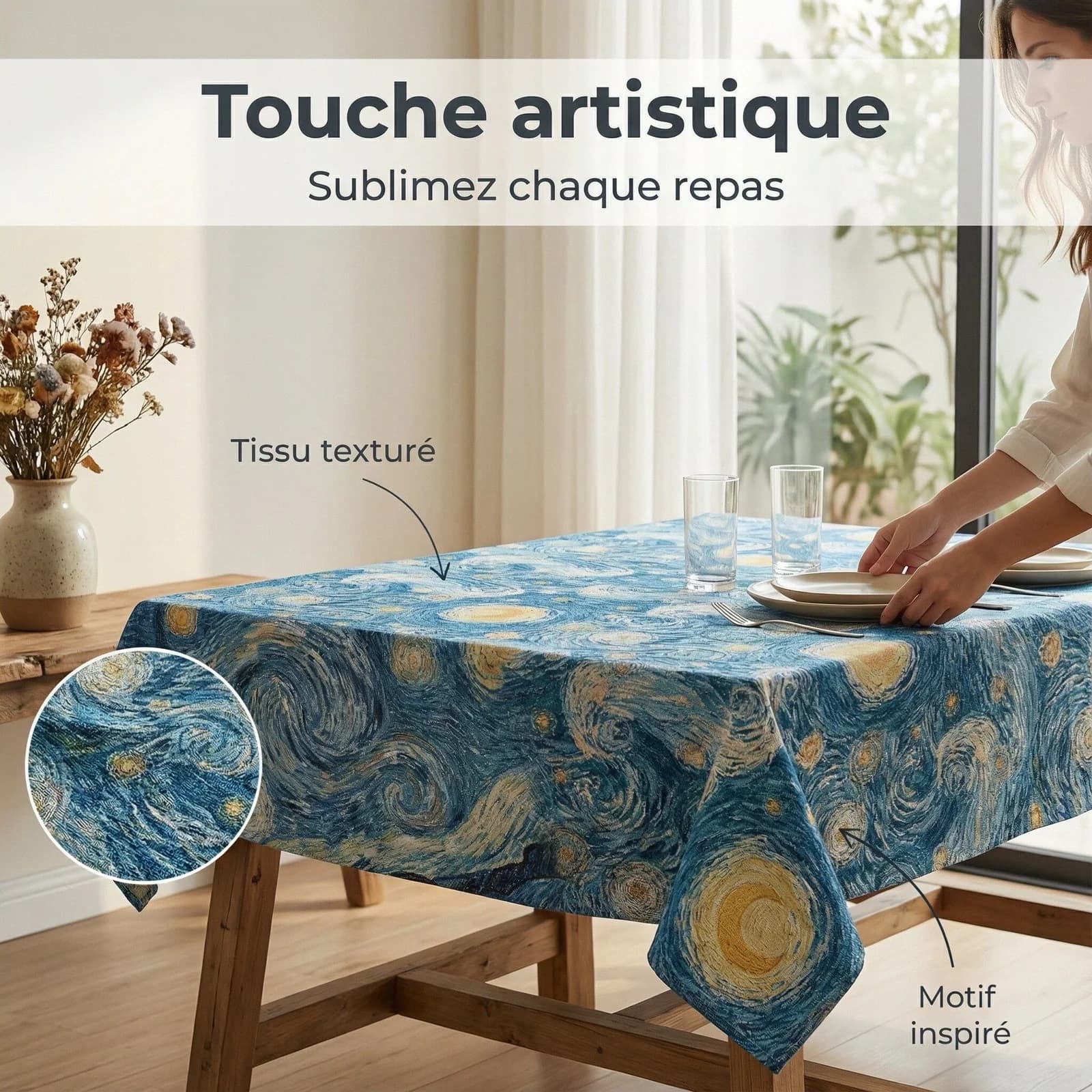Runner e Tovaglia Decorativa Jacquard Notte Stellata