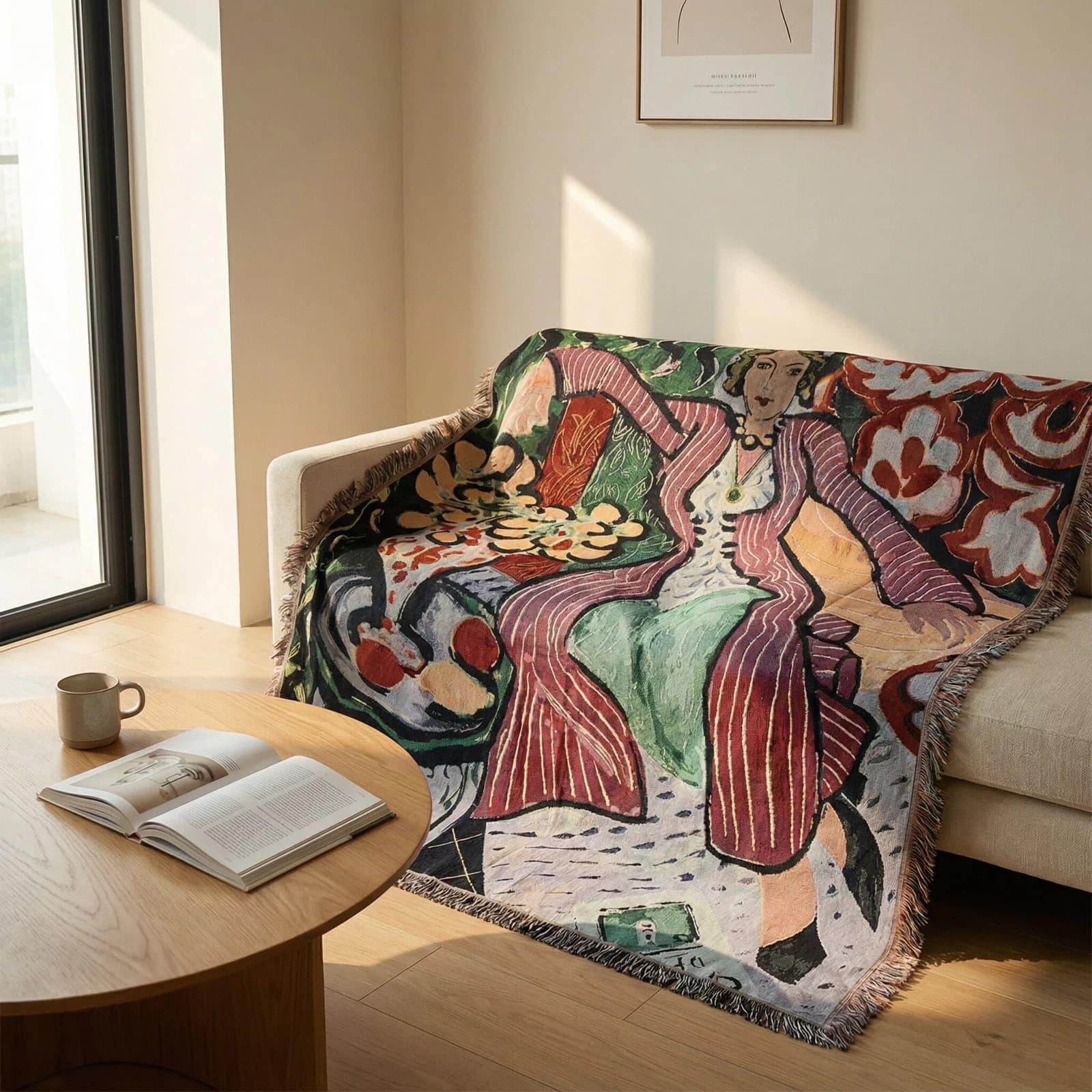 Coperta Arazzo Intrecciato in Stile Matisse per Decorazione Pareti