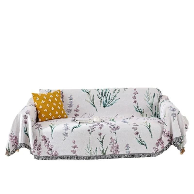 Coperta per divano in misto cotone lavanda francese per divano a tre posti