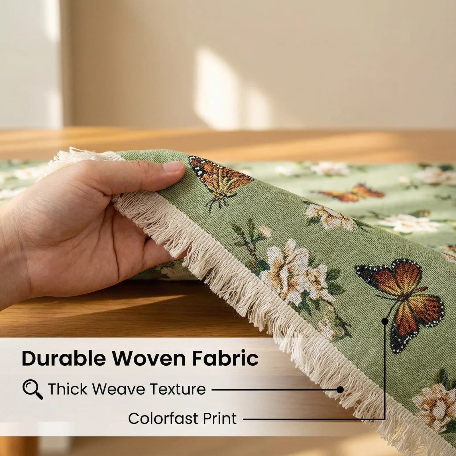 Runner da Tavolo Rettangolare Jacquard Floreale Rustico