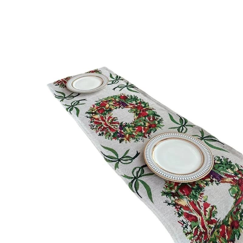 Runner da Tavolo Natalizio Decorazione Festiva Striscia Lunga in Misto Cotone