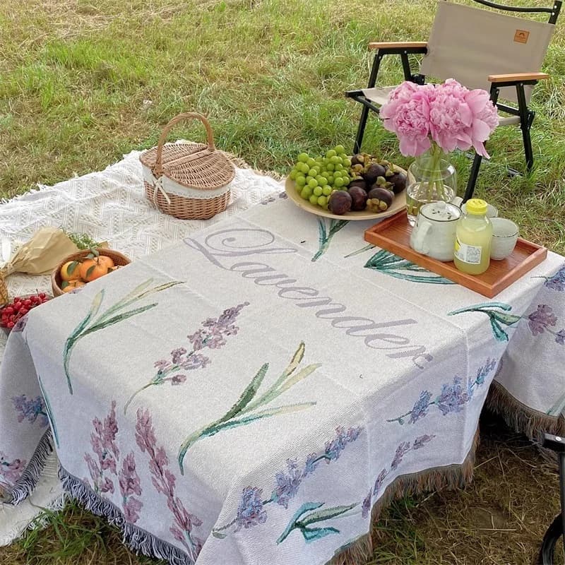 Coperta per divano in misto cotone lavanda francese per divano a tre posti