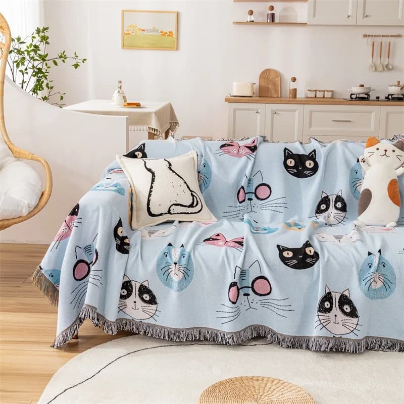 Plaid Decorativo Gatto Cartoon per Divano