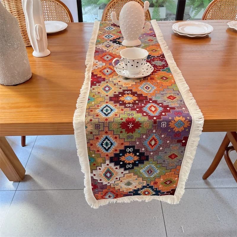Runner da Tavola Vintage in Misto Cotone per Sala da Pranzo e Soggiorno